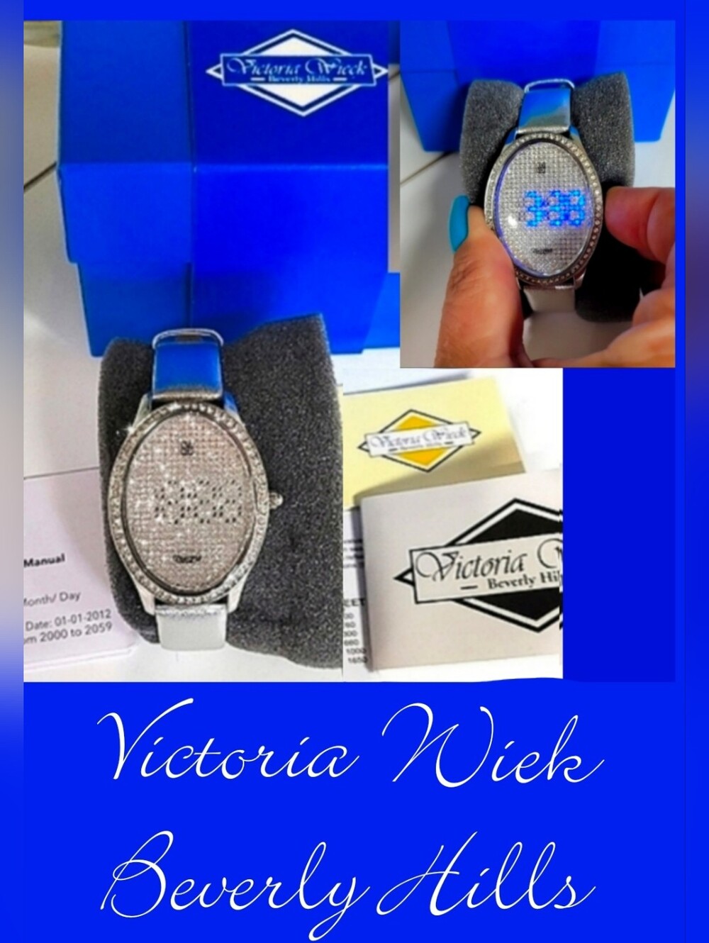 NWT VICTORIA WIECK DIAMOND Light up time watch with leather band.